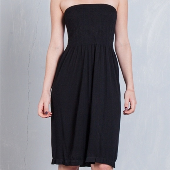 $5 BLACK STRAPLESS HIGH WAISTED MIDI DRESS - Picture 2 of 5